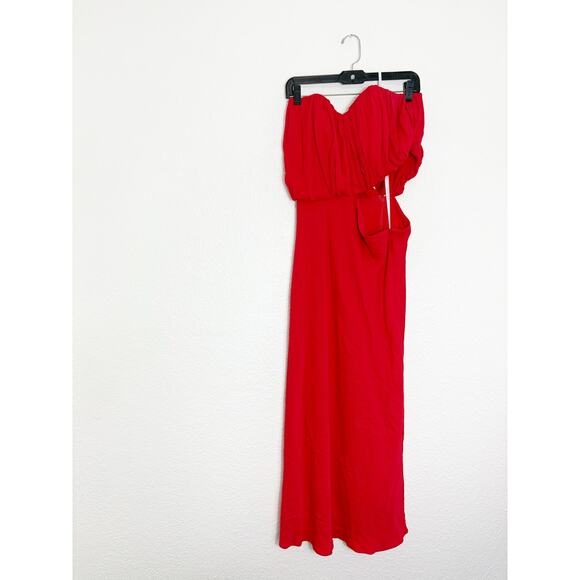Third Form Overflow 2.0 Strapless Midi Dress Size 8 Red Satin Strapless Cocktail - Picture 3 of 13